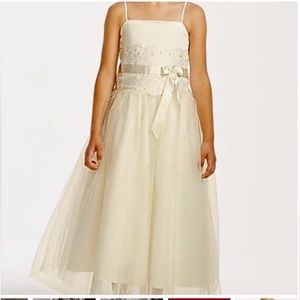 David’s Bridal Ivory and Champagne Flower Gurl Tulle Dress SZ 4 and SZ 8 Avail!